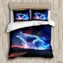 3D Wolf Duvet Cover Kids Moon and Trees Print Bedding Set Gift For Your Girlfriend Boyfriend Gift For Love Gift For Friend Best Valentine Present Holiday Gift