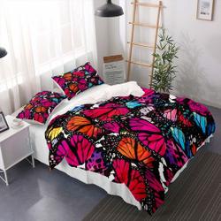 Butterfly Duvet Cover Bed Set 3 Piece Watercolor Butterfly Quilt Cover Vintage Bedding Set 3D Butterflies Bedding