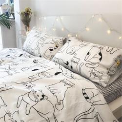Cute Cat Duvet Cover Set, Lovely 100% Cotton Twin Full Queen King Duvet Cover Set, Aesthetic BeddingGift For Your Girlfriend Boyfriend Gift For Love Gift For Friend Best Valentine Present Holiday Gift
