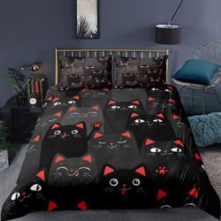 Cat Duvet Cover Set, Cartoon Kittens Funny Smiling Glasses Scarfs  Bedding Set Gift For Your Girlfriend Boyfriend Gift For Love Gift For Friend Best Valentine Present Holiday Gift