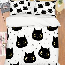 3D Cat Duvet Covers Set, Black Cat Quilt Cover, Animals Bedding Set Gift For Your Girlfriend Boyfriend Gift For Love Gift For Friend Best Valentine Present Holiday Gift