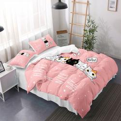 Cat Duvet Cover Set, Cartoon Kittens Funny Smiling Glasses Scarfs  Decorative Piece Bedding Set Gift For Your Girlfriend Boyfriend Gift For Love Gift For Friend Best Valentine Present Holiday Gift