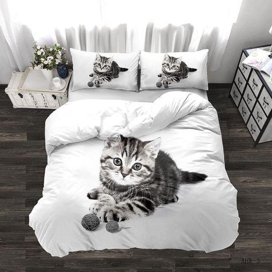 Cat Twin Bedding Set Duvet Cover ,Premium MicrofiberGift For Your Girlfriend Boyfriend Gift For Love Gift For Friend Best Valentine Present Holiday Gift