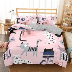Wandering Cats Bedding Pink, Toddler Bedding, Kids Duvet Cover Set, Gift for Cat Lovers, Baby BeddingGift For Your Girlfriend Boyfriend Gift For Love