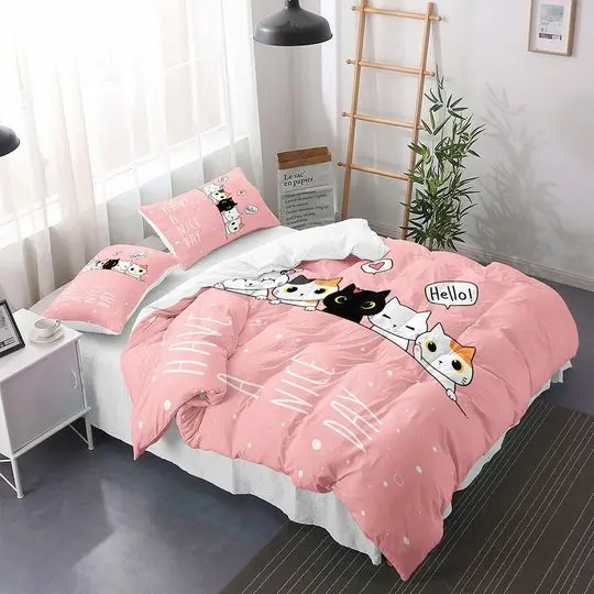 Cat Duvet Cover, 100% Lightweight Brushed Microfiber Cat Bedding Set Gift For Your Girlfriend Boyfriend Gift For Love Gift For Friend Best Valentine Present Holiday Gift
