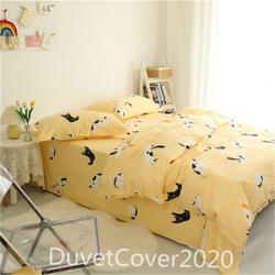 Cute Cat Print Yellow Duvet Covers  Bedding Set Gift For Your Girlfriend Boyfriend Gift For Love Gift For Friend Best Valentine Present Holiday Gift