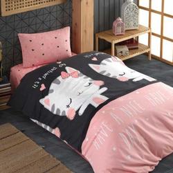Cat Print Single Duvet Cover Set, Pink and Gray Duvet Cover Set Gift For Your Girlfriend Boyfriend Gift For Love Gift For Friend Best Valentine Present Holiday Gift