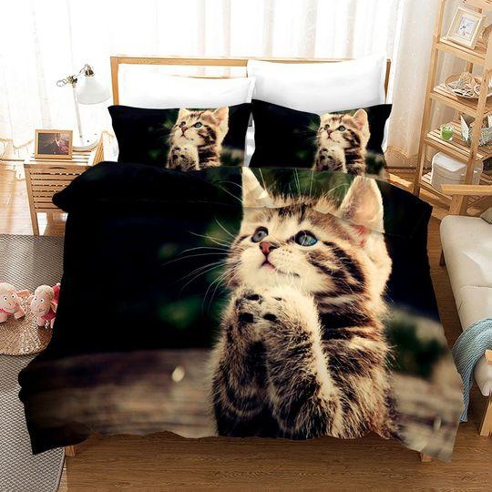 Cat Kids Duvet Cover Queen, Super Soft Durable 3D Print Digital on Bedding Set Gift For Your Girlfriend Boyfriend Gift For Love Gift For Friend Best Valentine Present Holiday Gift