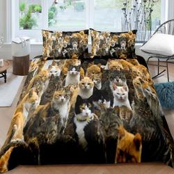 Cats Duvet Cover Set Twin for Girls Chic Cute Cat Pattern Bedding Set Gift For Your Girlfriend Boyfriend Gift For Love Gift For Friend Best Valentine Present Holiday Gift