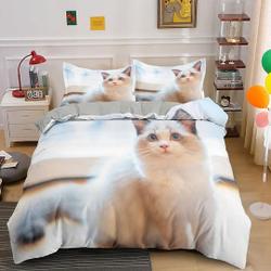 Cat Duvet Cover Set for Teens Adults,3D Printed  Bedding Set Gift For Your Girlfriend Boyfriend Gift For Love Gift For Friend Best Valentine Present Holiday Gift