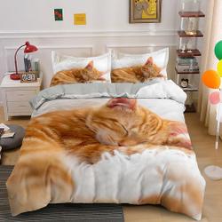 3D Printed Cute Sleepy Orange Cat,Decorative Pieces Bedding Set Gift For Your Girlfriend Boyfriend Gift For Love Gift For Friend Best Valentine Present Holiday Gift