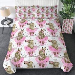 Bunny Rabbit Ballerina Bedding Set Gift For Your Girlfriend Boyfriend Gift For Love Gift For Friend Best Valentine Present Holiday Gift