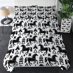 Black and White Horse Bedding Set Gift For Your Girlfriend Boyfriend Gift For Love Gift For Friend Best Valentine Present Holiday Gift