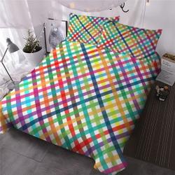 Rainbow Grid Bedding Set Gift For Your Girlfriend Boyfriend Gift For Love Gift For Friend Best Valentine Present Holiday Gift