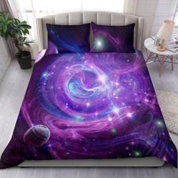 Purple Blue Planet Galaxy Bedding Set Gift For Your Girlfriend Boyfriend Gift For Love Gift For Friend Best Valentine Present Holiday Gift