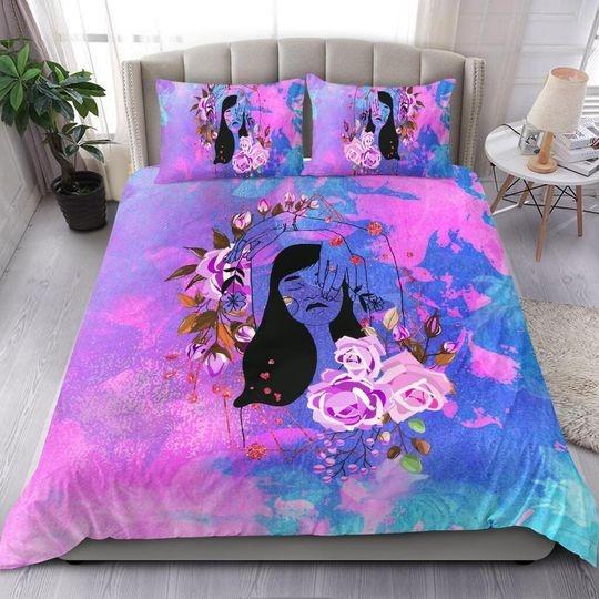 Blue And Pink Floral Bedding Set Gift For Your Girlfriend Boyfriend Gift For Love Gift For Friend Best Valentine Present Holiday Gift