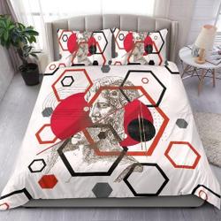 Red Black And White Geometric Statue Bedding Set Gift For Your Girlfriend Boyfriend Gift For Love Gift For Friend Best Valentine Present Holiday Gift