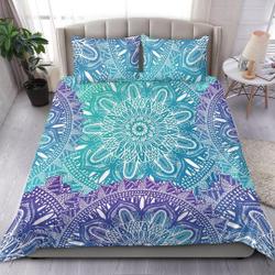 Blue Gradient Floral Mandala Bedding Set Gift For Your Girlfriend Boyfriend Gift For Love Gift For Friend Best Valentine Present Holiday Gift