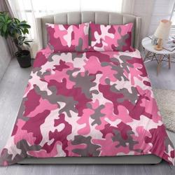 Pink And Grey Camouflage Bedding Set Gift For Your Girlfriend Boyfriend Gift For Love Gift For Friend Best Valentine Present Holiday Gift