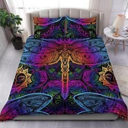 Neon Colorful Sun Dragonfly Bedding Set Gift For Your Girlfriend Boyfriend Gift For Love Gift For Friend Best Valentine Present Holiday Gift