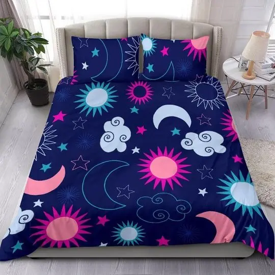 Stars Moons And Clouds Bedding Set Gift For Your Girlfriend Boyfriend Gift For Love Gift For Friend Best Valentine Present Holiday Gift