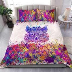 Paint Splatter Owl Bedding Set Gift For Your Girlfriend Boyfriend Gift For Love Gift For Friend Best Valentine Present Holiday Gift