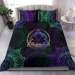 Colorful Neon Triangle Lotus Mandala Bedding Set Gift For Your Girlfriend Boyfriend Gift For Love Gift For Friend Best Valentine Present Holiday Gift