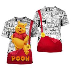 Pooh Bear Button Overalls Patterns Disney Cartoon Outfits Unisex Casual T-shirts Meaningful Gift For Family Gift For Boyfriend Valentine Gift