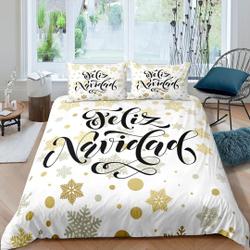 Feliz Navidad gold snowflakes Bedding setsGift For Your Girlfriend Boyfriend Gift For Love Gift For Friend Best Valentine Present Holiday Gift