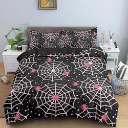Pink spider web Halloween Bedding Set Gift For Your Girlfriend Boyfriend Gift For Love Gift For Friend Best Valentine Present Holiday Gift