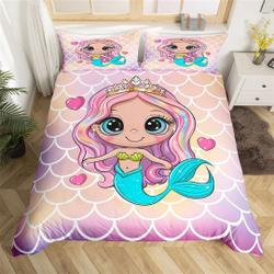 Cartoon Cute Mermaid Bedding SetsGift For Your Girlfriend Boyfriend Gift For Love Gift For Friend Best Valentine Present Holiday Gift