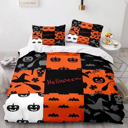 Patchwork halloween bedding Set Gift For Your Girlfriend Boyfriend Gift For Love Gift For Friend Best Valentine Present Holiday Gift