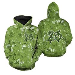 23 Hiphop 3D Graffiti Pattern Hoodie Match Dunk Low Chlorophyll 3D Hoodie