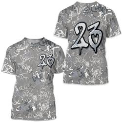 23 Hiphop 3D Graffiti Pattern T-Shirt Match Jordan 6 Cool Grey 3D Shirt Meaningful Gift For Family Gift For Boyfriend Valentine Gift