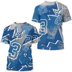 23 King 3D Zigzag Unisex Shirt 3D Jordan 13 Retro French Blue Outfit jordan 3D Shirt Meaningful Gift For Family Gift For Boyfriend Valentine Gift