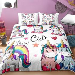 Cartoon Unicorn Comforter Cover Set, Bedding Set Kawaii Horse Bedding Set Gift For Your Girlfriend Boyfriend Gift For Love Gift For Friend Best Valentine Present Holiday Gift
