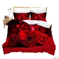 3D Red Rose Black  Bedding Set Gift For Your Girlfriend Boyfriend Gift For Love Gift For Friend Best Valentine Present Holiday Gift