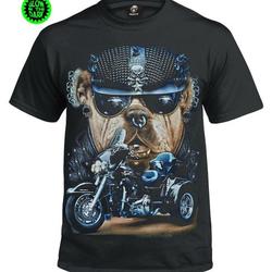 Bull Dog Biker Glow In The Dark Men's T-Shirt/Bike/Skull/Tattoo/Motor/Race/Gift/Top Meaningful Gift For Family Gift For Boyfriend Valentine Gift