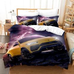Yellow Sport Car  Bedding Set Gift For Your Girlfriend Boyfriend Gift For Love Gift For Friend Best Valentine Present Holiday Gift
