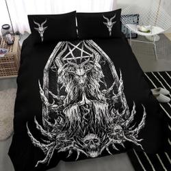 Skull Inverted Pentagram Satanic Goat Shrine Bedding Set Gift For Your Girlfriend Boyfriend Gift For Love Gift For Friend Best Valentine Present Holiday Gift