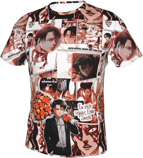 Attack on Titan Novelty 3D Anime Printed T-Shirt Meaningful Gift For Family Gift For Boyfriend Valentine Gift