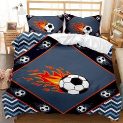 Teen Fire Soccer Bedding  King SetsGift For Your Girlfriend Boyfriend Gift For Love Gift For Friend Best Valentine Present Holiday Gift