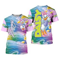 Daisy Duck Colorful Glitter Button Overalls Patterns Disney Outfit Unisex Casual T-shirts Meaningful Gift For Family Gift For Boyfriend Valentine Gift