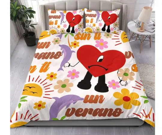 Bad Bunny Duvet Bedding Set, Bad Bunny BlanketGift For Your Girlfriend Boyfriend Gift For Love Gift For Friend Best Valentine Present Holiday Gift
