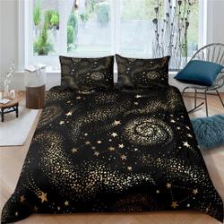 Galaxy Black Starry Night Bedding Set Gift For Your Girlfriend Boyfriend Gift For Love Gift For Friend Best Valentine Present Holiday Gift
