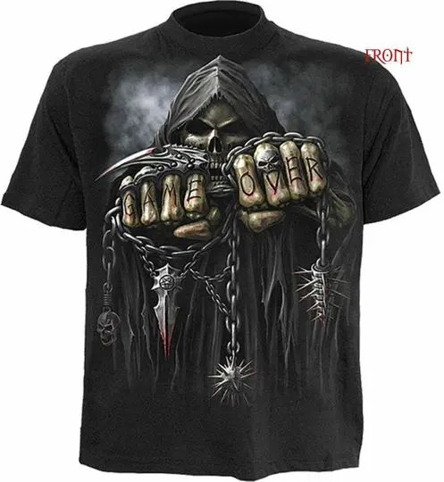 Spiral Direct Game Over T Shirts/Skull/Gothic/Biker/Horror/Dark wear/Metal/Top Meaningful Gift For Family Gift For Boyfriend Valentine Gift