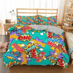3Piece Bedding Set Full, Kids Funny Cartoon Duvet CoverGift For Your Girlfriend Boyfriend Gift For Love Gift For Friend Best Valentine Present Holiday Gift