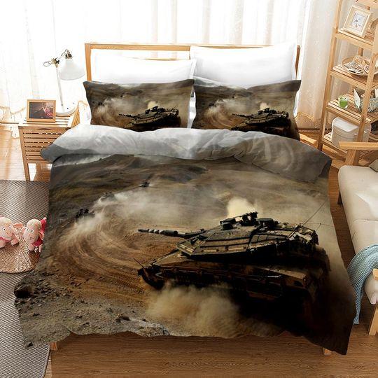 Military Tank Theme 3D Print Bedding Set Gift For Your Girlfriend Boyfriend Gift For Love Gift For Friend Best Valentine Present Holiday Gift