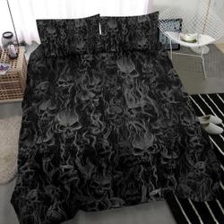 Skull Smoke Dark Version 3 Piece Duvet Set-Skull Bed Bedding Set Gift For Your Girlfriend Boyfriend Gift For Love Gift For Friend Best Valentine Present Holiday Gift
