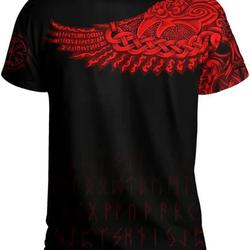 3D Print Viking Odin Crow Hoodie Sweatshirt, Norse Mythology Men Rune Tattoo Long Sleeve Fashion Streetwear Meaningful Gift For Family Gift For Boyfriend Valentine Gift